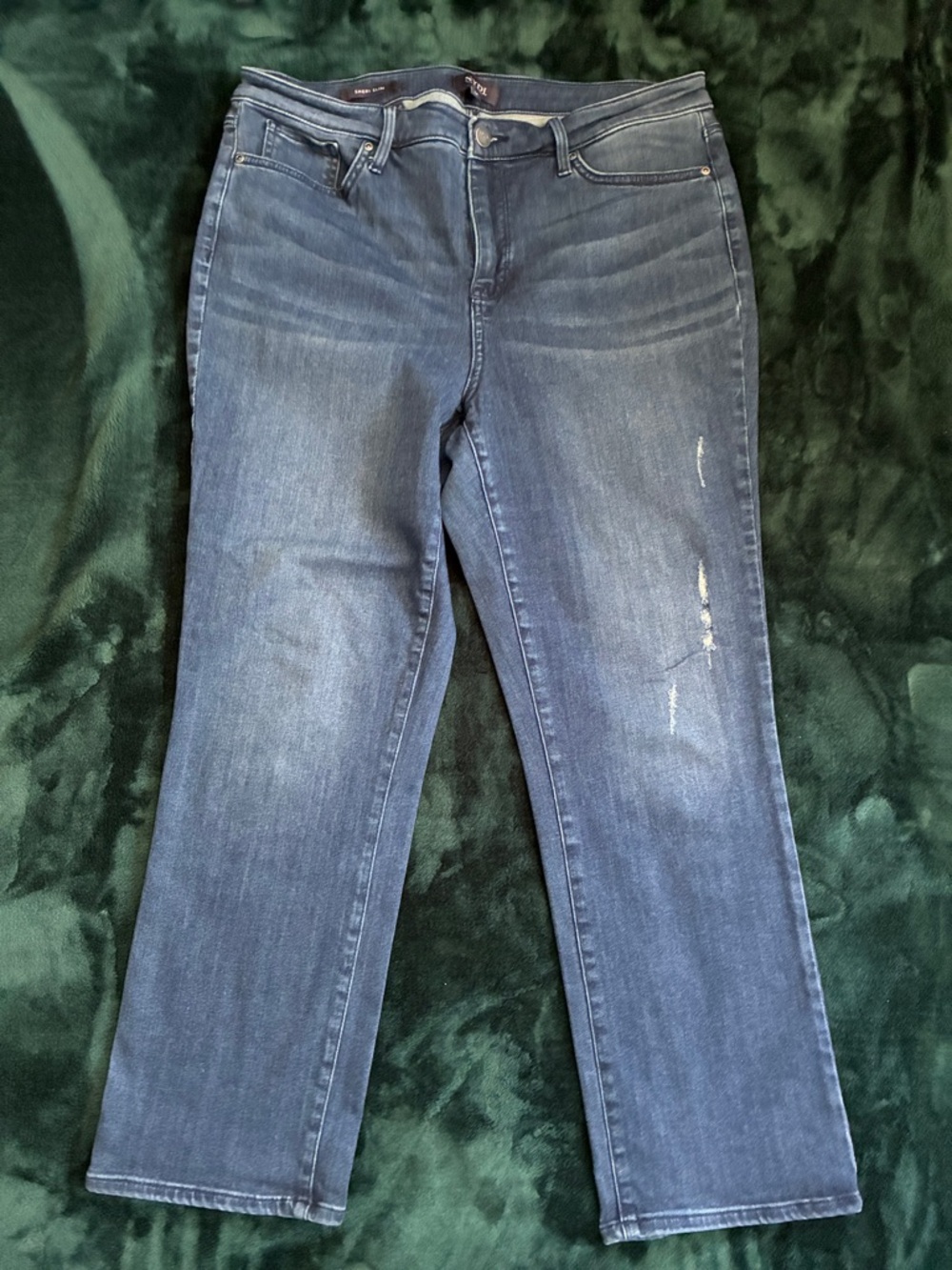 NYDJ Women's Sheri Slim Mid-Dark Blue Straight-Leg Jeans